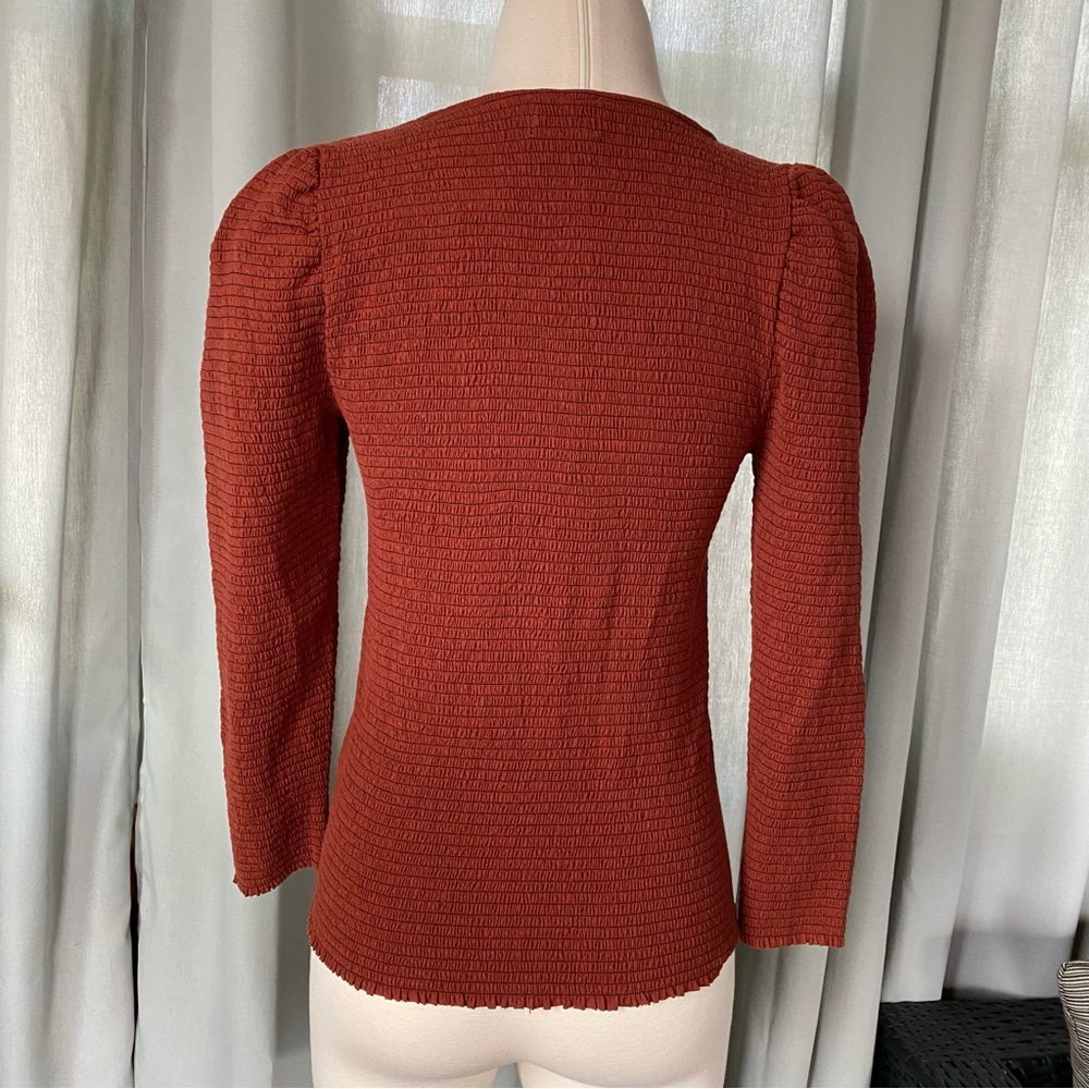 Nation LTD Alexandra Smocked Long Sleeve - Red Clay - Small, NWT - Picture 4 of 12